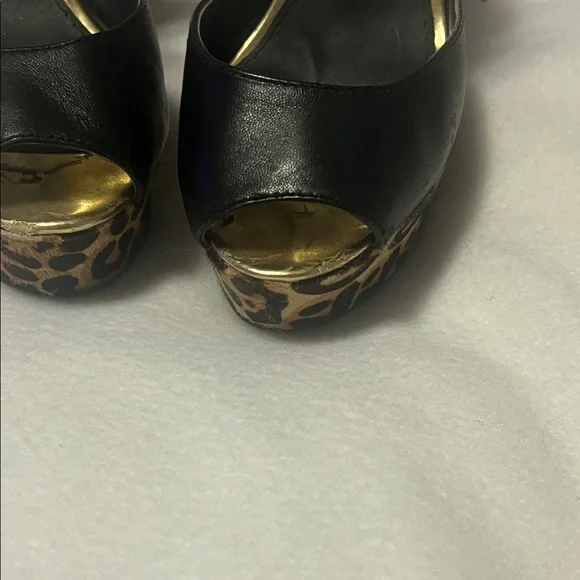 Black & Leopard Platform Ankle-Strap Heels Steve Madden - Picture 4 of 10
